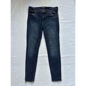 Silver Jeans Co Bleecker Mid Rise Jegging Denim Indigo Skinny Zip Womens 33 x 29